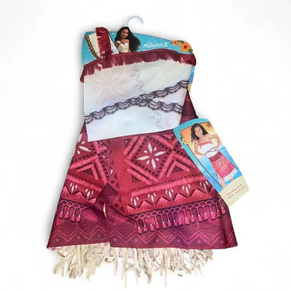 Disney Moana 2 Kids Girls' Dress Up Halloween Costume Dress SZ 4-6 X NWT